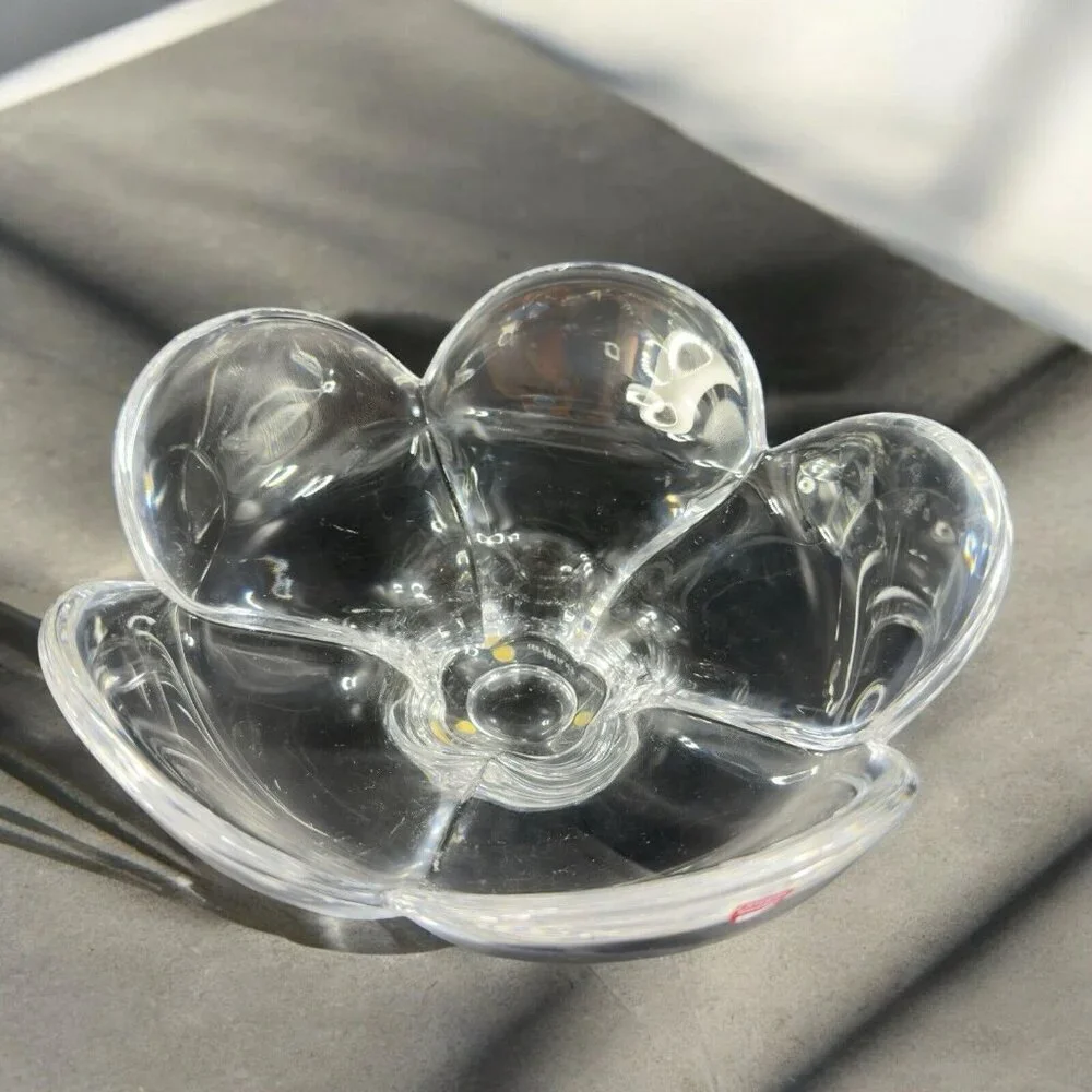 Vintage Orrefors Clear Tulip Petal Flower Shaped Bowl Dish Centerpiece W Label‎